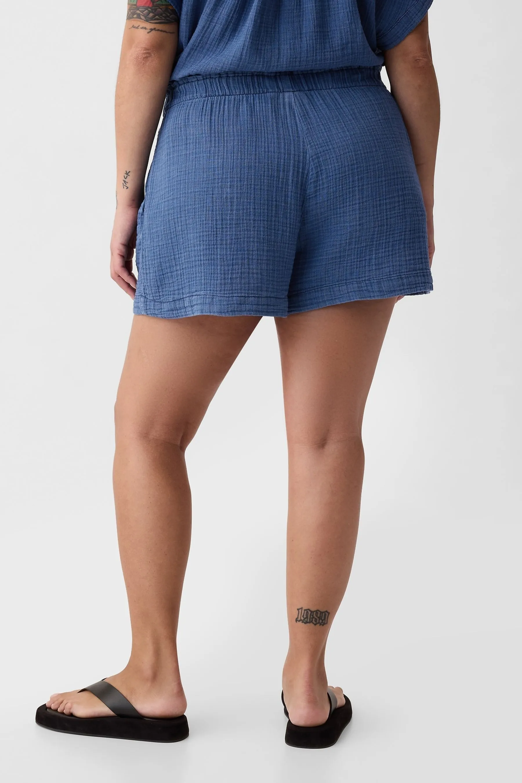 Gap - Shorts senza chiusura in cotone stropicciato    