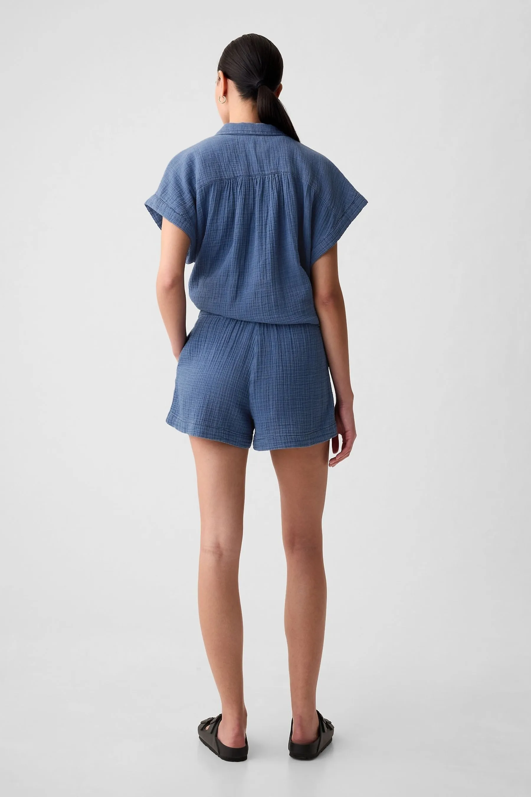 Gap - Shorts senza chiusura in cotone stropicciato    