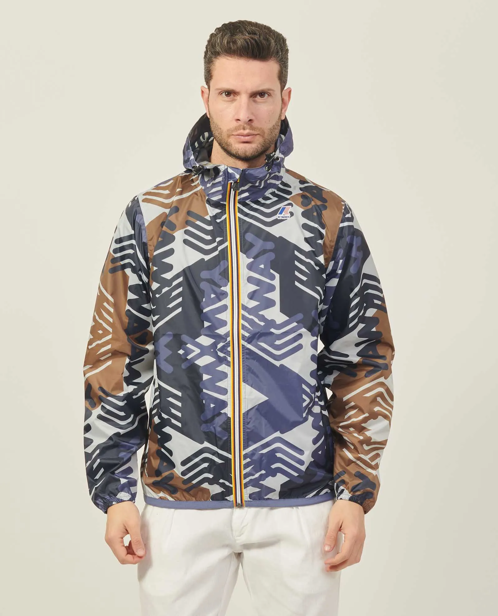 Giacca corta K-way Levrai con logo all-over