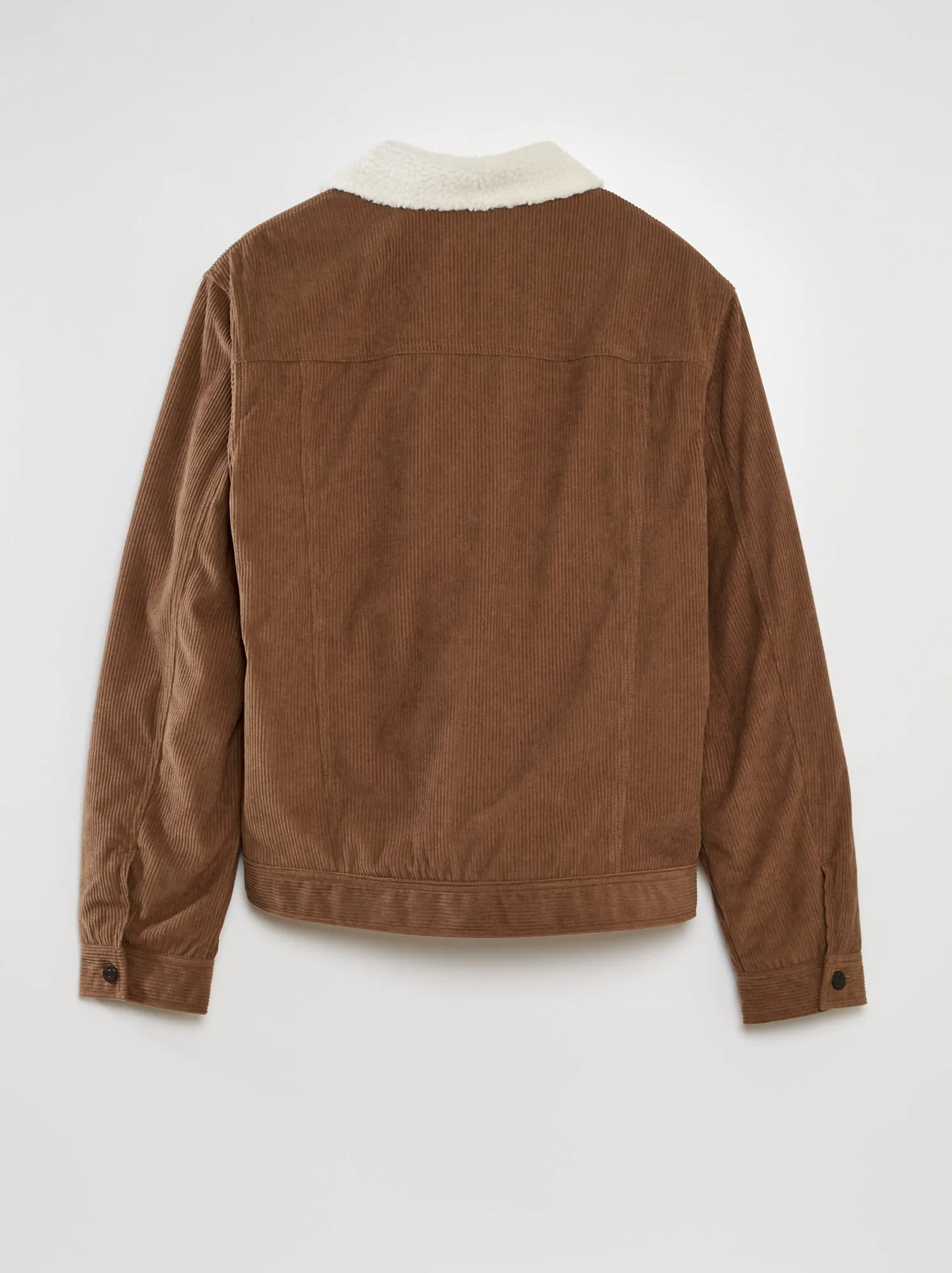 Giacca in velluto con collo in sherpa - MARRONE