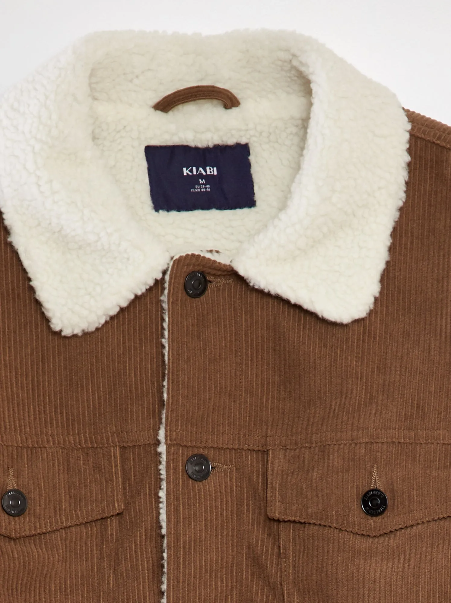 Giacca in velluto con collo in sherpa - MARRONE