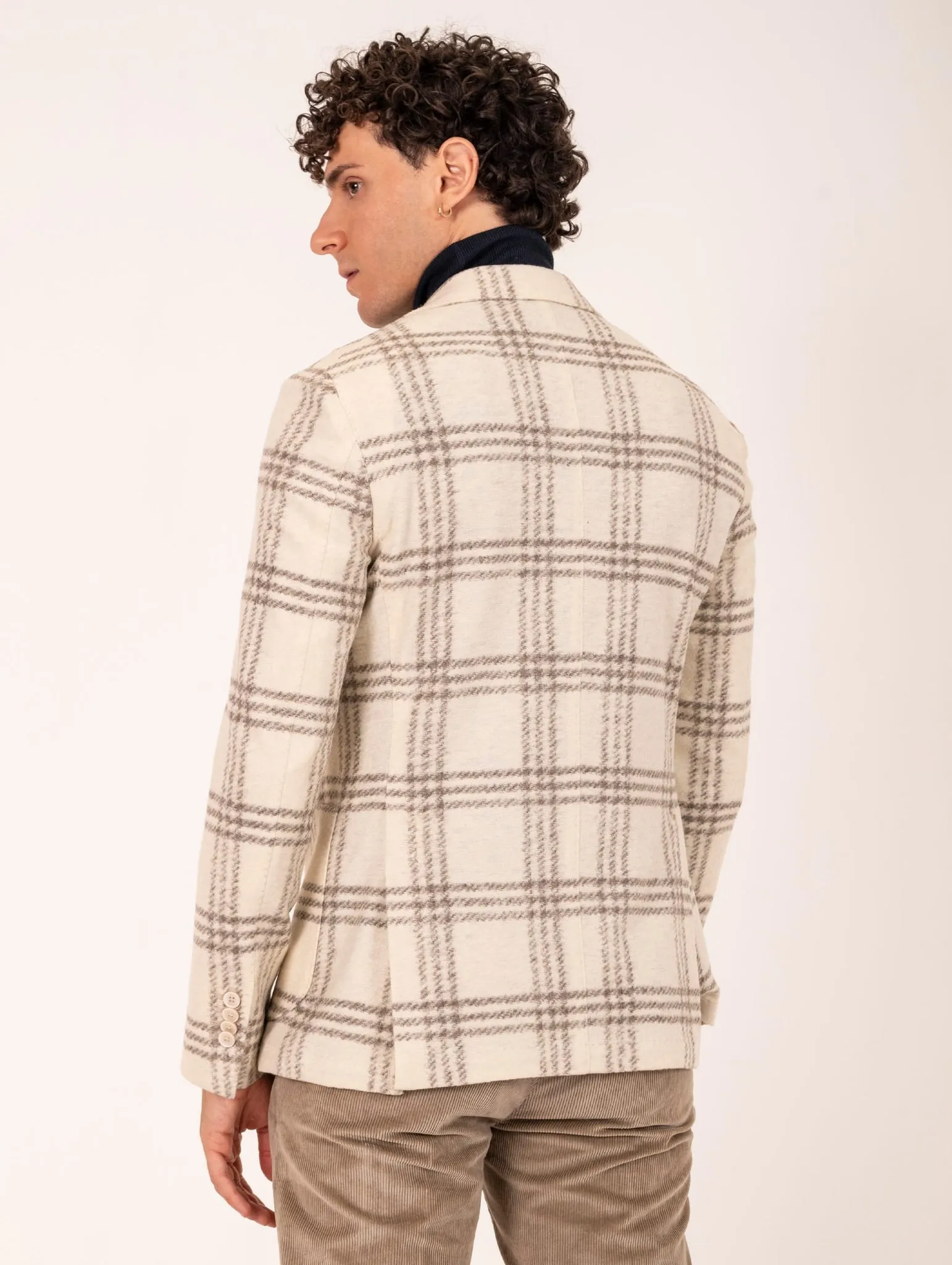 Giacca L.B.M. 1911 in Misto Lana Check Panna e Tortora