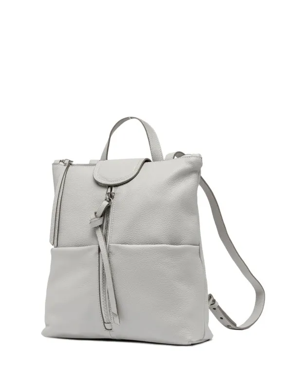 Giada leather backpack with front zips