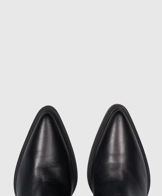 Gianvito Rossi Stivali in pelle nera con logo Dylan Cuissard in rilievo G8033860GOM