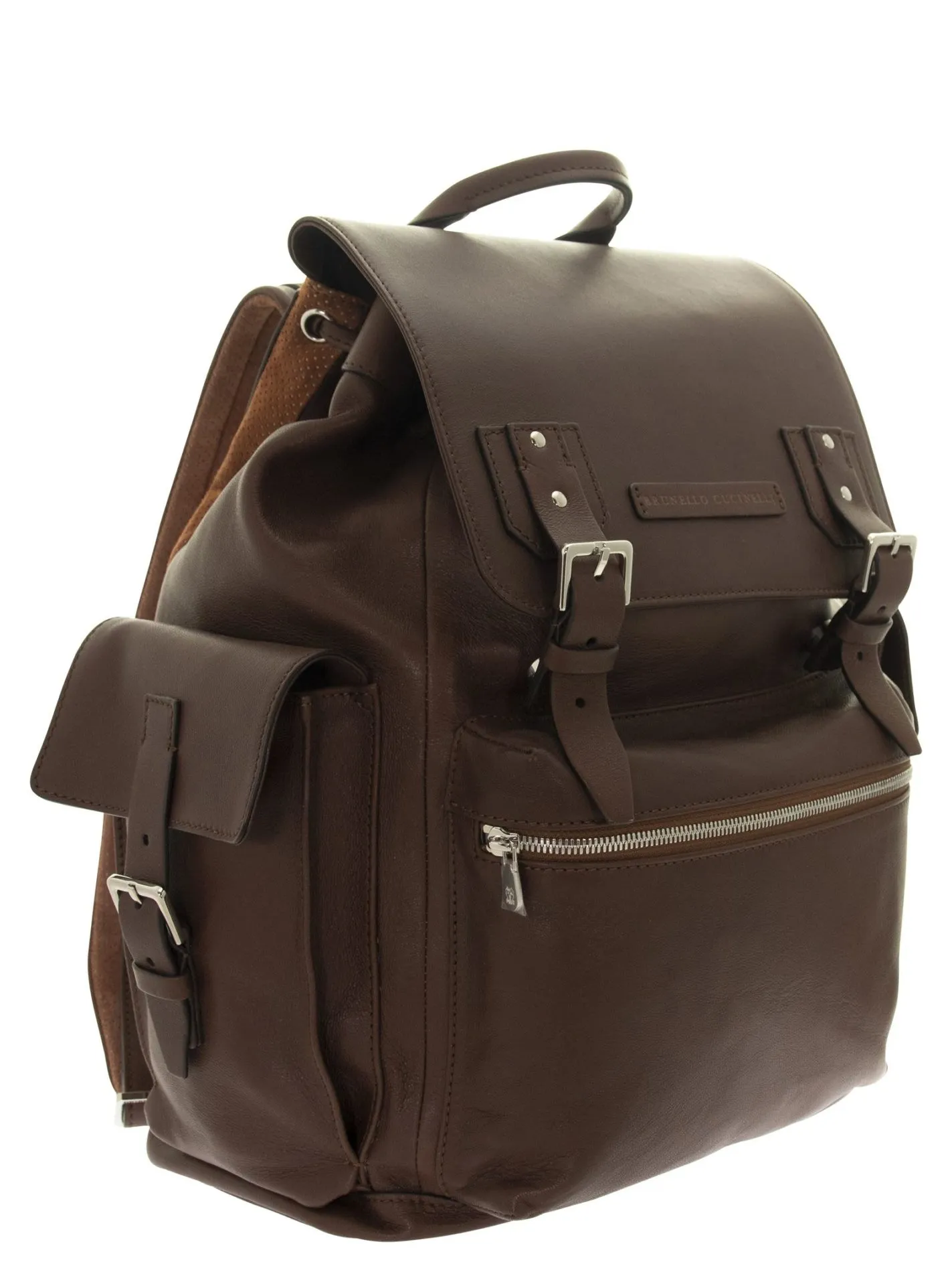 Grained leather backpack