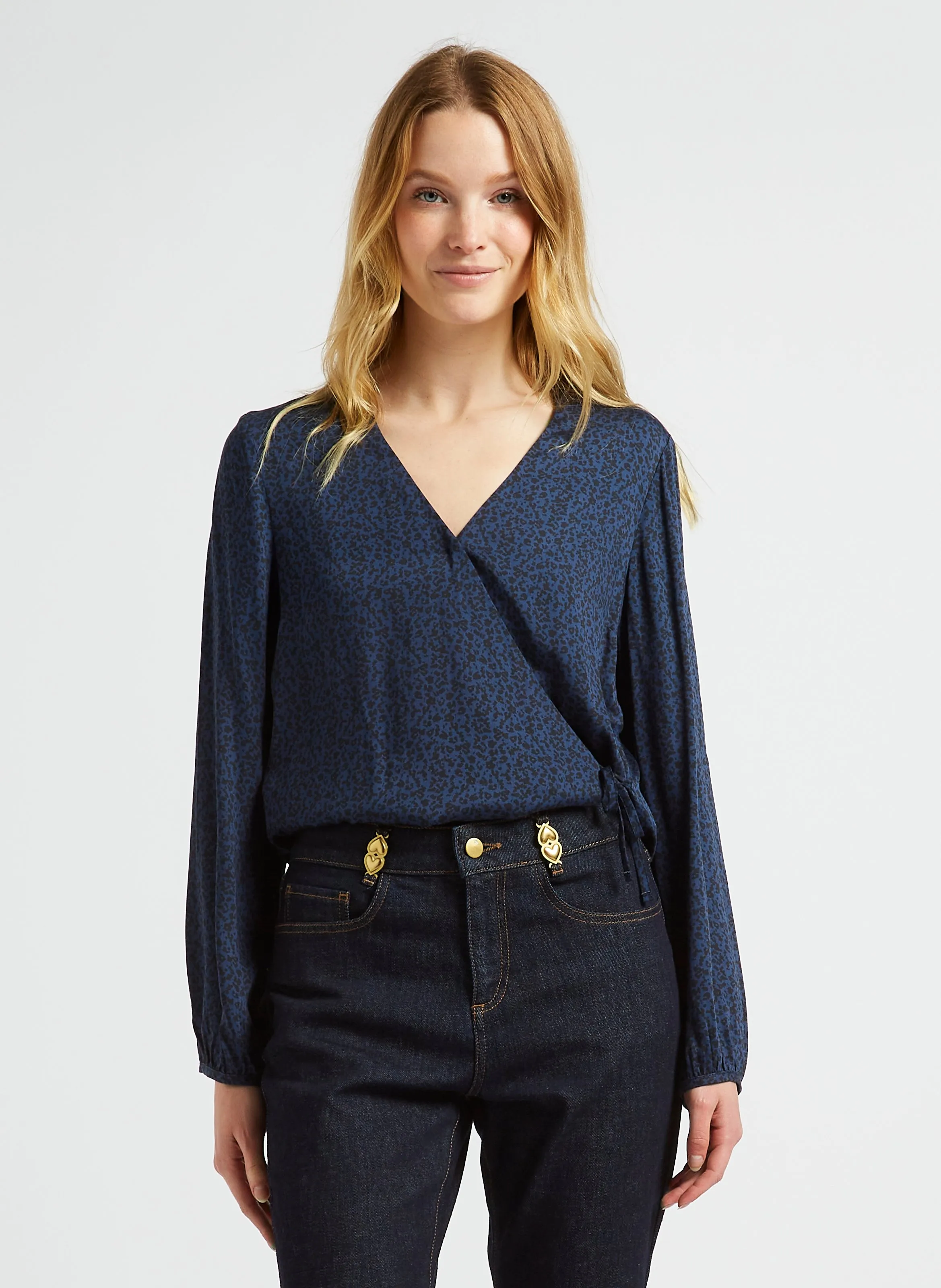  I CODE   Blusa diritta con scollo a V stampata | Blu