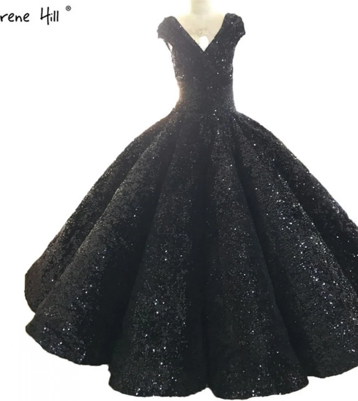 I vestiti da cerimonia nuziale rossi del Vneck della doppia spalla hanno paillettes labito nuziale di fascia alta di lusso Ha22