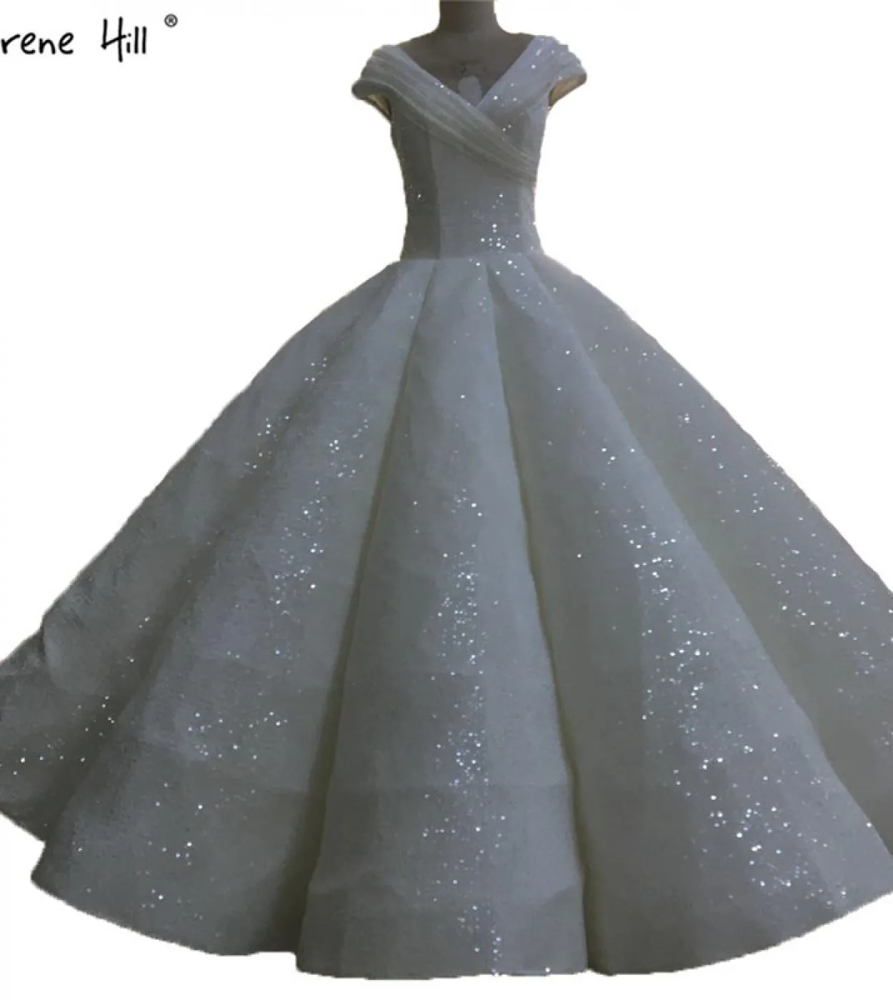 I vestiti da cerimonia nuziale rossi del Vneck della doppia spalla hanno paillettes labito nuziale di fascia alta di lusso Ha22