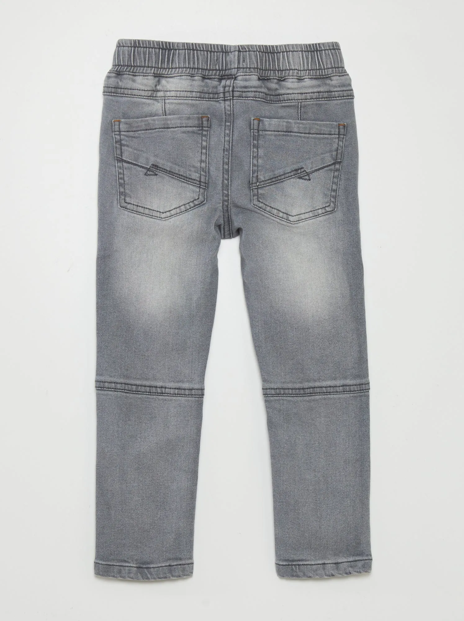 Jeans con vita elasticizzata e cordoncini - GRIGIO