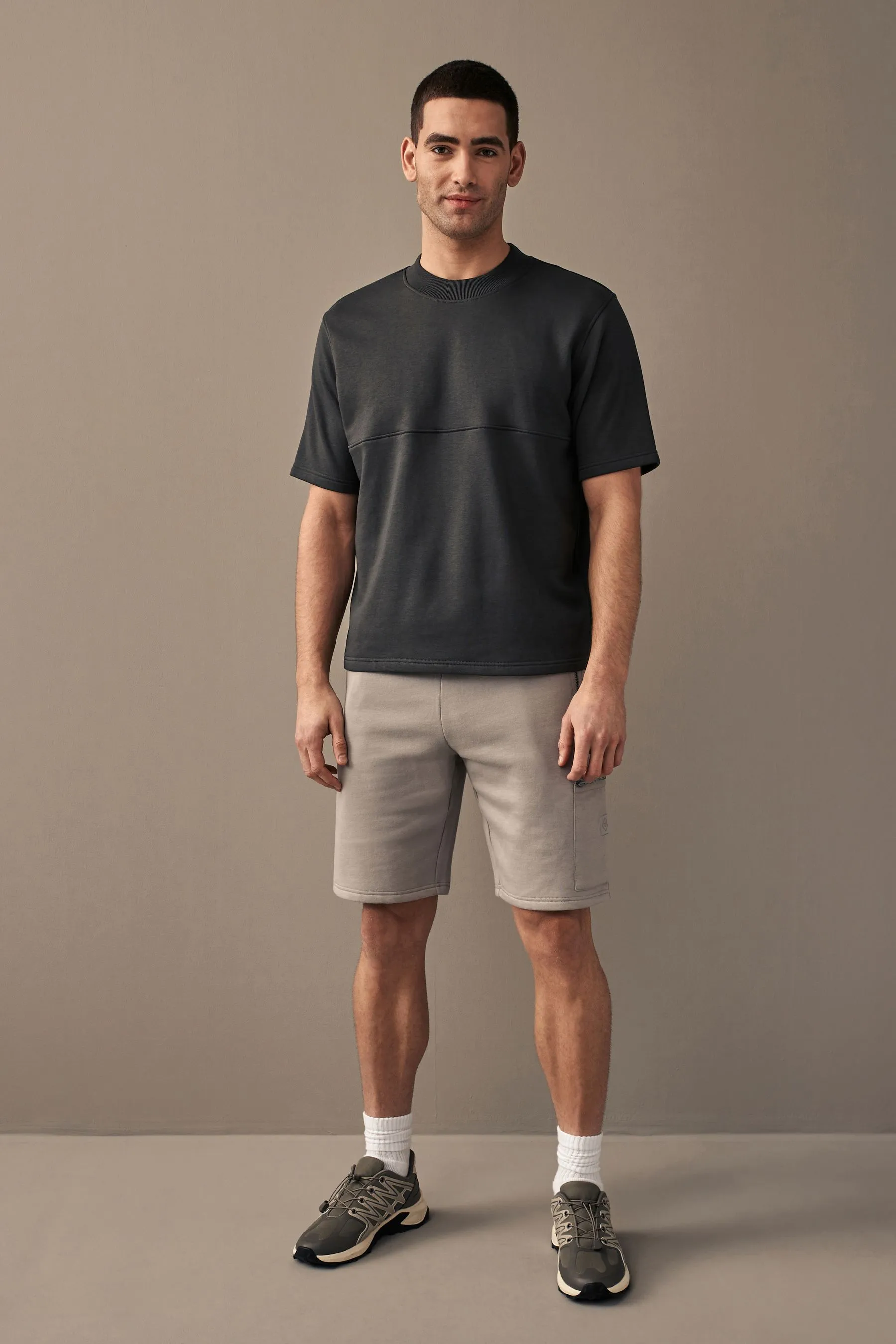 Jersey pesante in misto cotone con Manica corta pesante