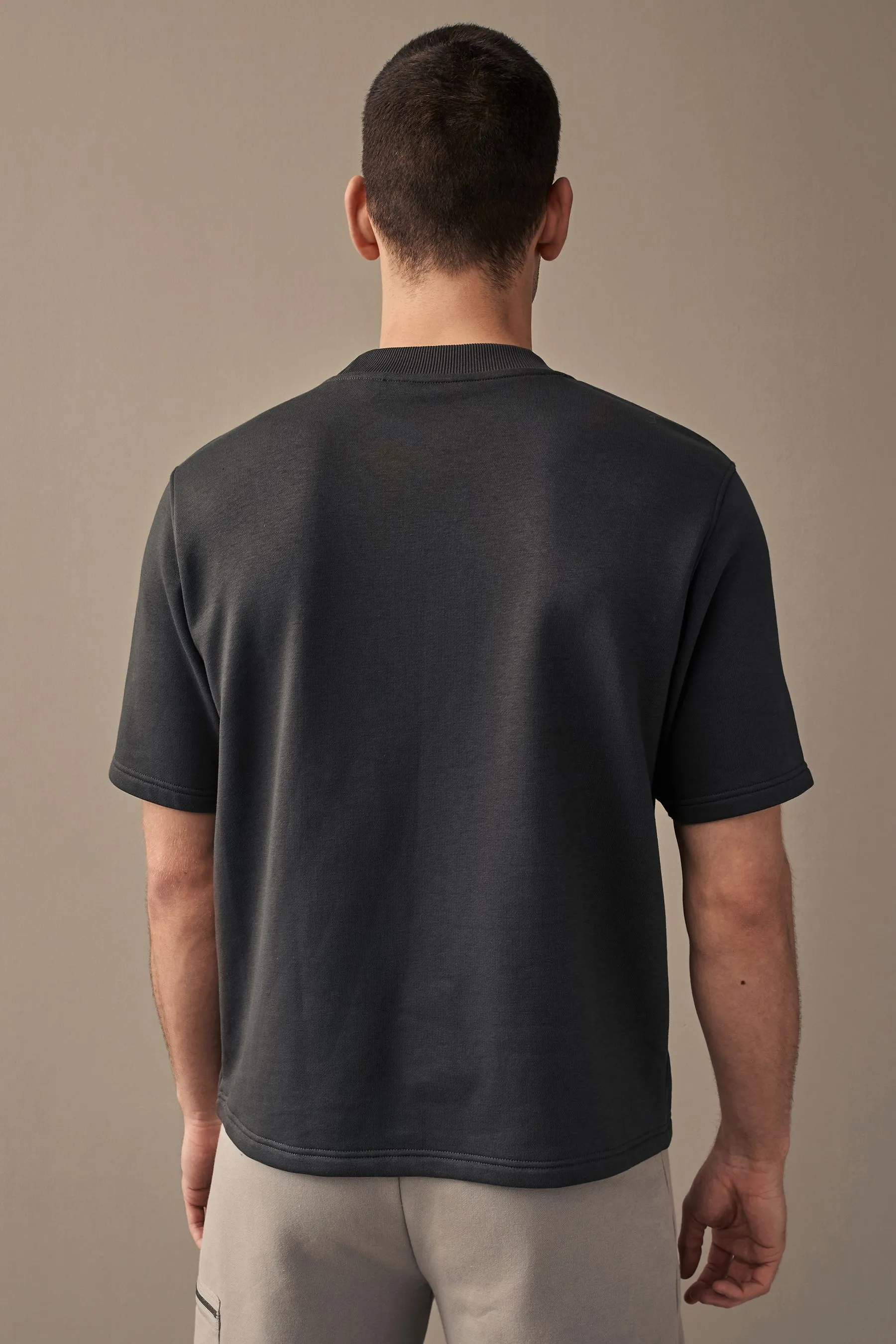 Jersey pesante in misto cotone con Manica corta pesante