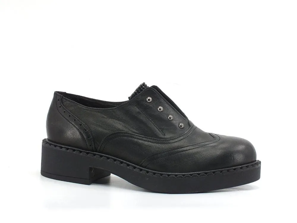 JIUDIT Scarpa Derby Borchiette Strass Nero 2503