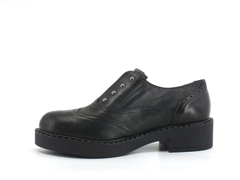 JIUDIT Scarpa Derby Borchiette Strass Nero 2503