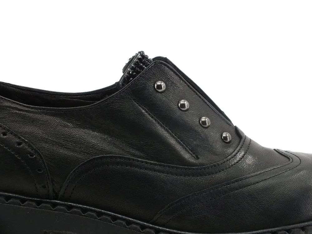 JIUDIT Scarpa Derby Borchiette Strass Nero 2503