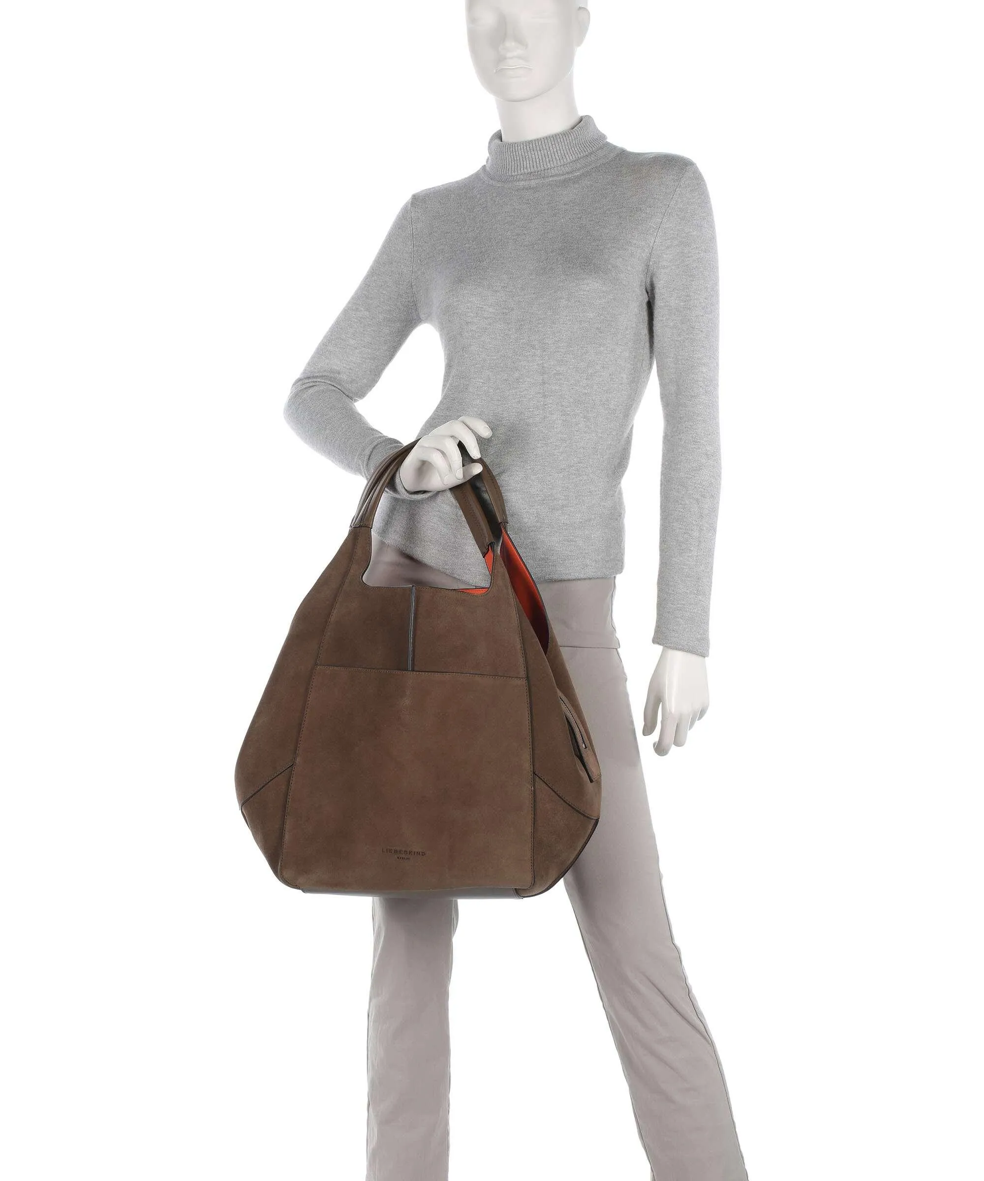  Liebeskind Lilly Hydro Suede L Borsa hobo pelle ruvida marrone scuro  