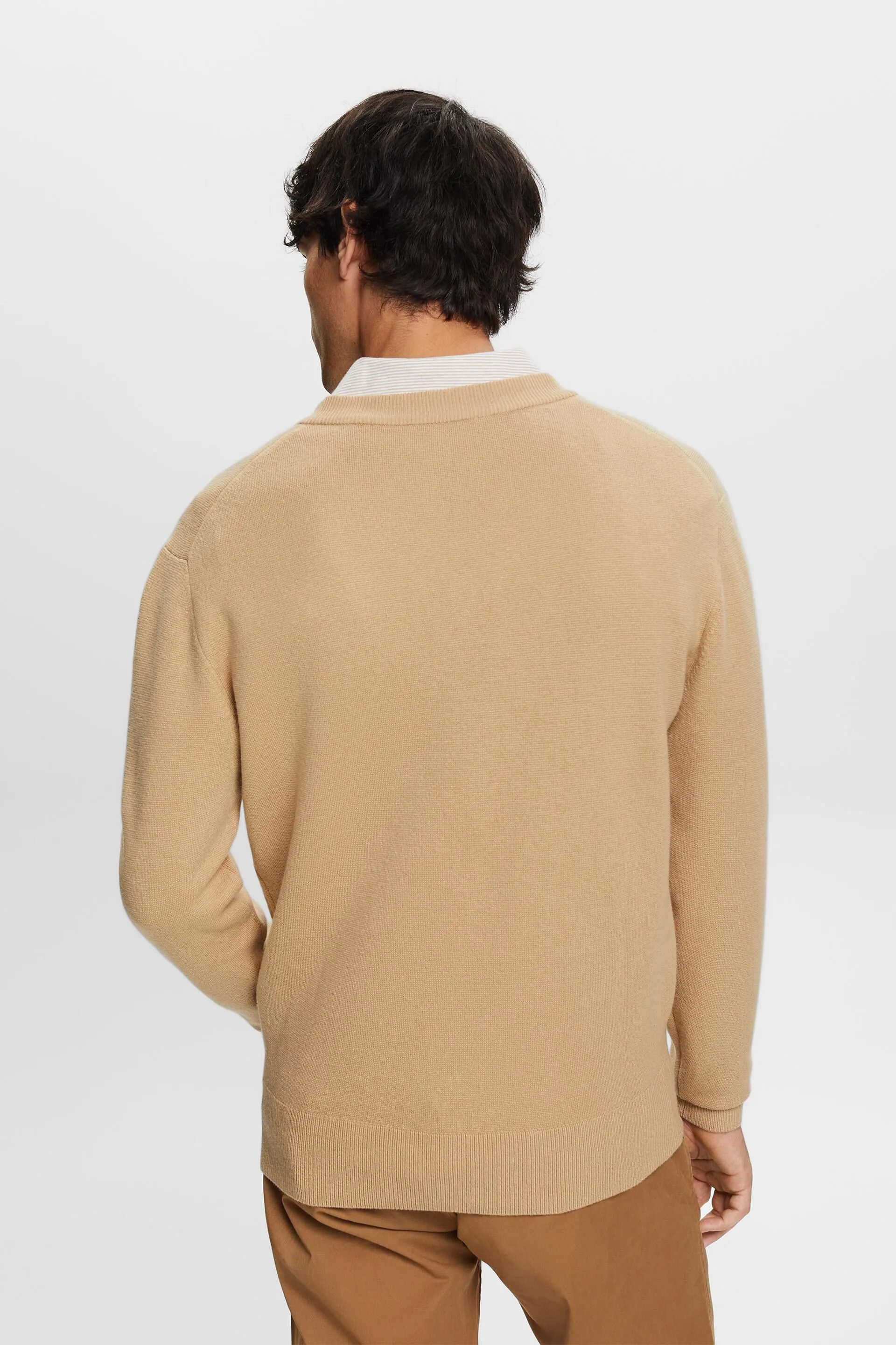 Maglia basic con scollo a V, misto lana