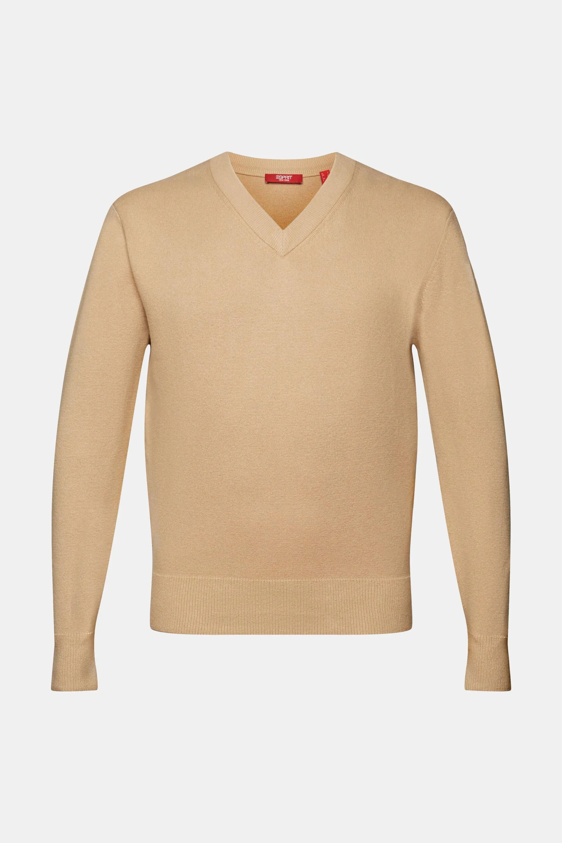 Maglia basic con scollo a V, misto lana