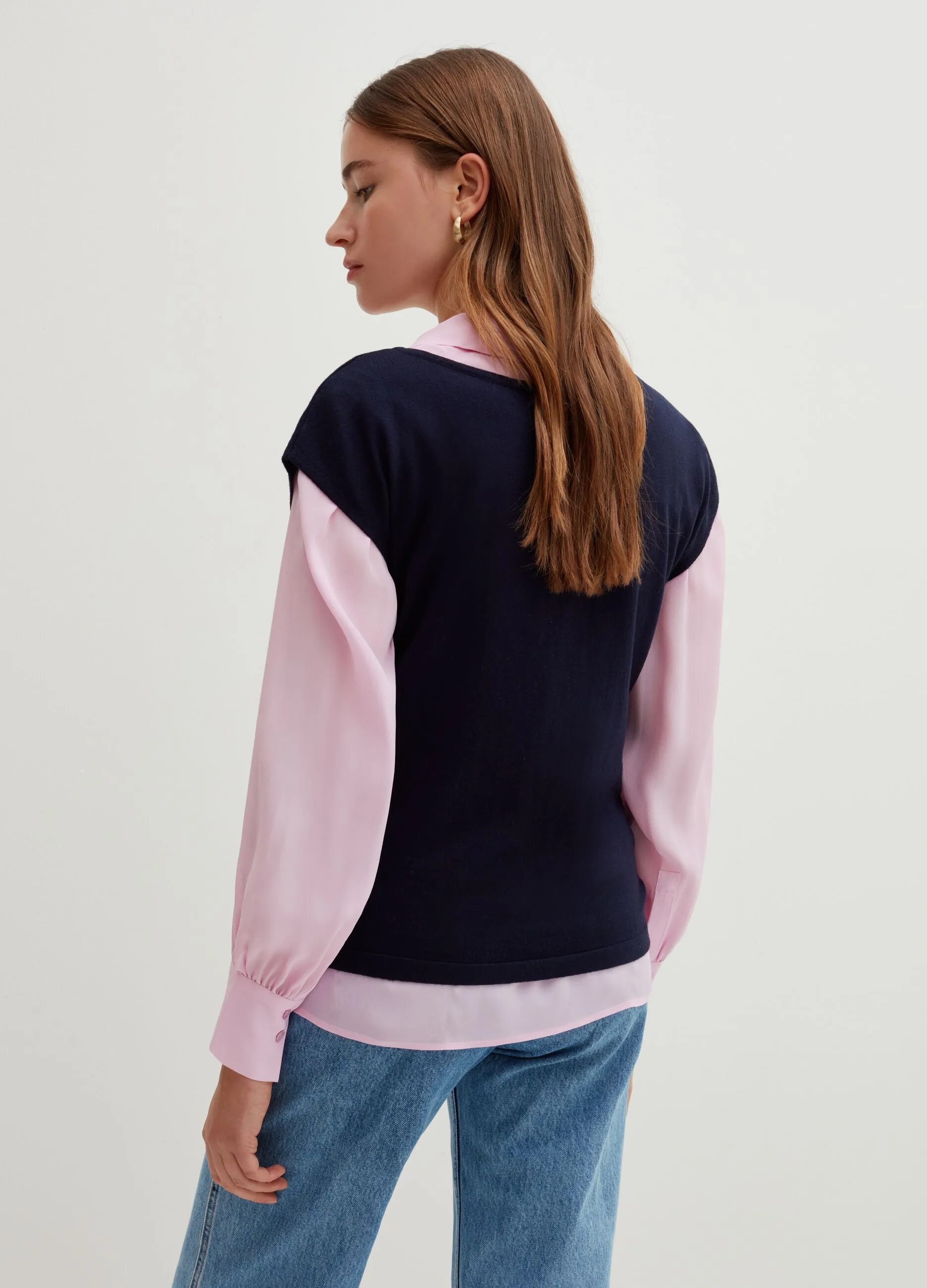 Maglia in seta e cotone tinta unita