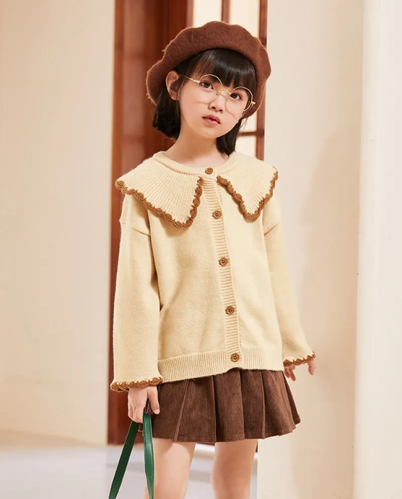 Maglieria per ragazze Inizio autunno Nuova giacca maglione Cardigan maglione per ragazze allentato casual