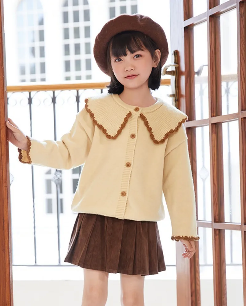 Maglieria per ragazze Inizio autunno Nuova giacca maglione Cardigan maglione per ragazze allentato casual