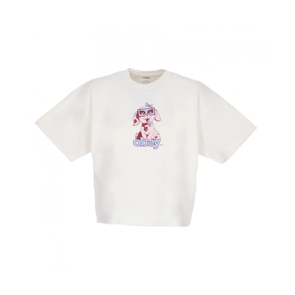 maglietta donna mini puppy custom crop tee UNBLEACHED