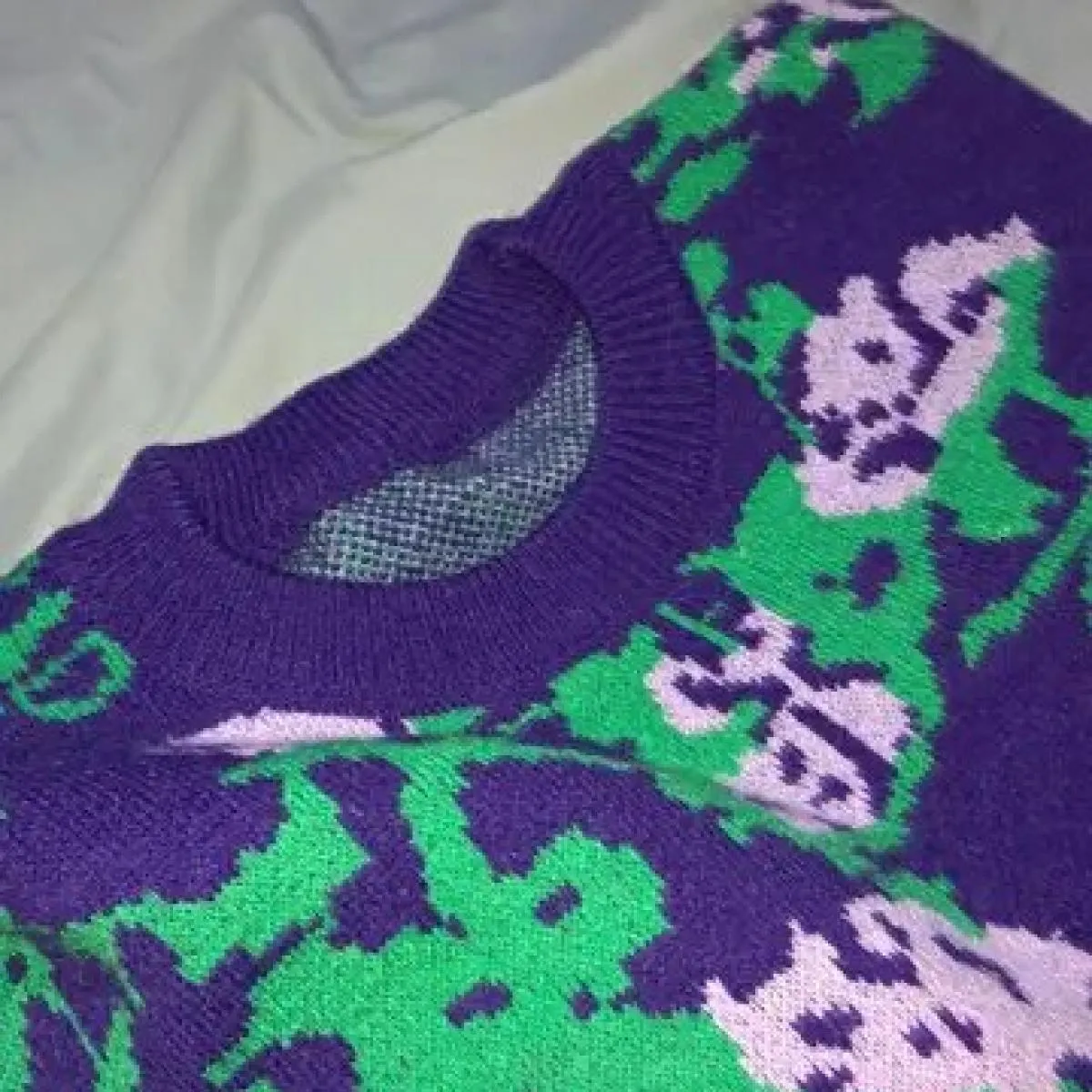 Maglione ampio da donna Autunno Inverno 2023 Nuovo maglione girocollo vintage rosa viola
