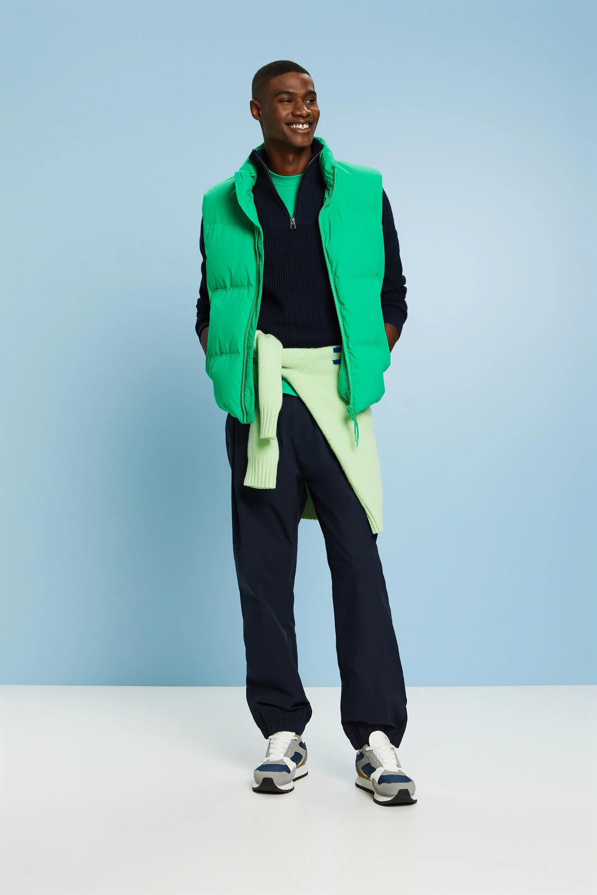 Maglione con mezza zip in maglia intrecciata