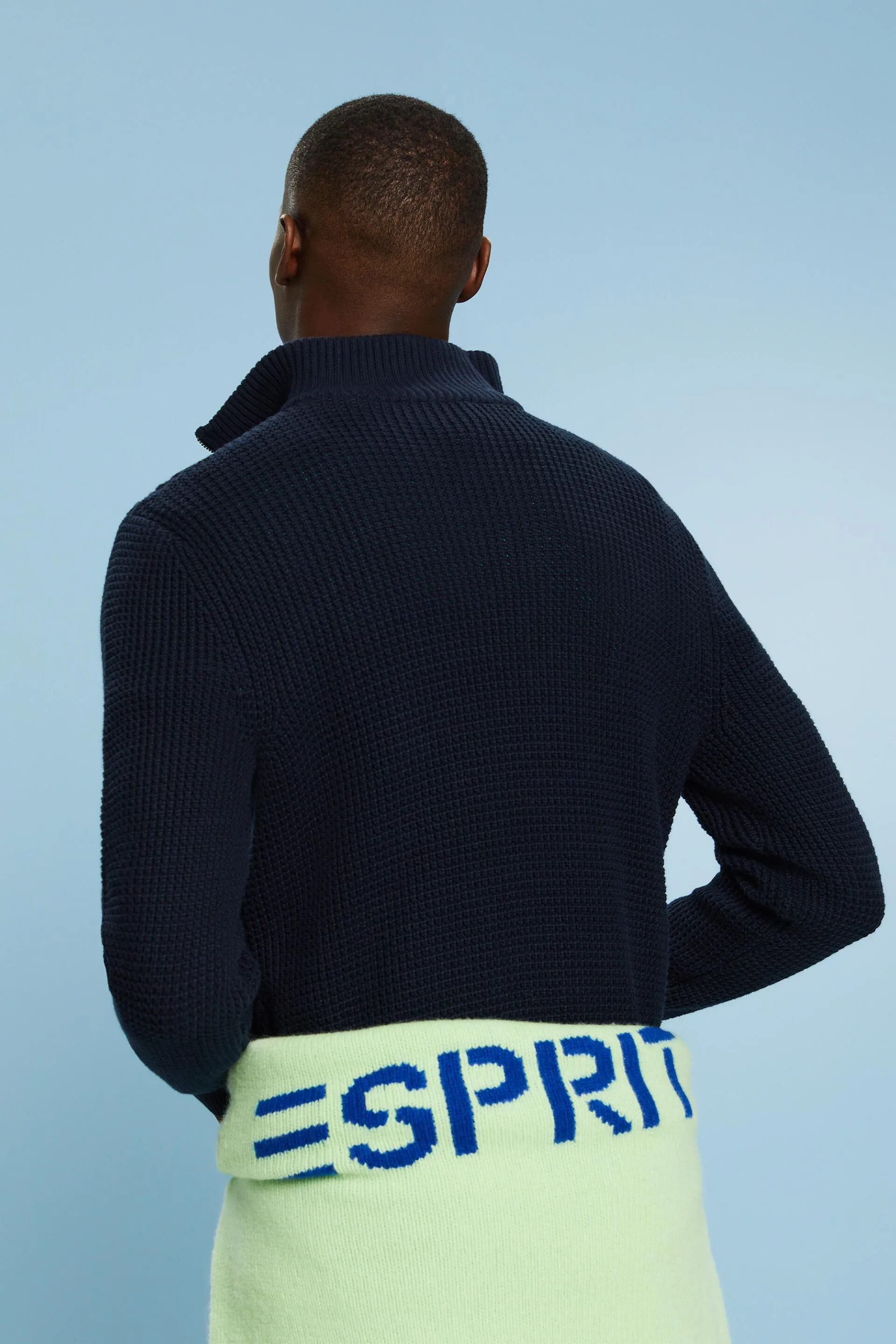 Maglione con mezza zip in maglia intrecciata