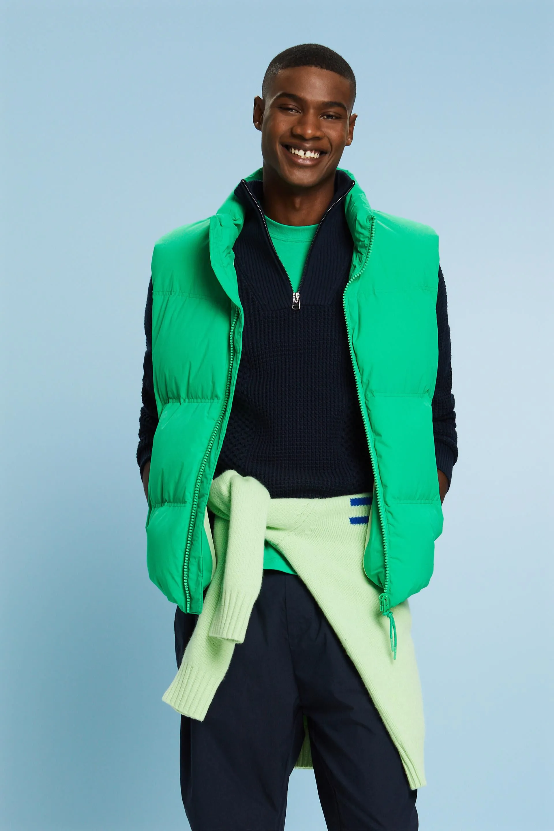 Maglione con mezza zip in maglia intrecciata