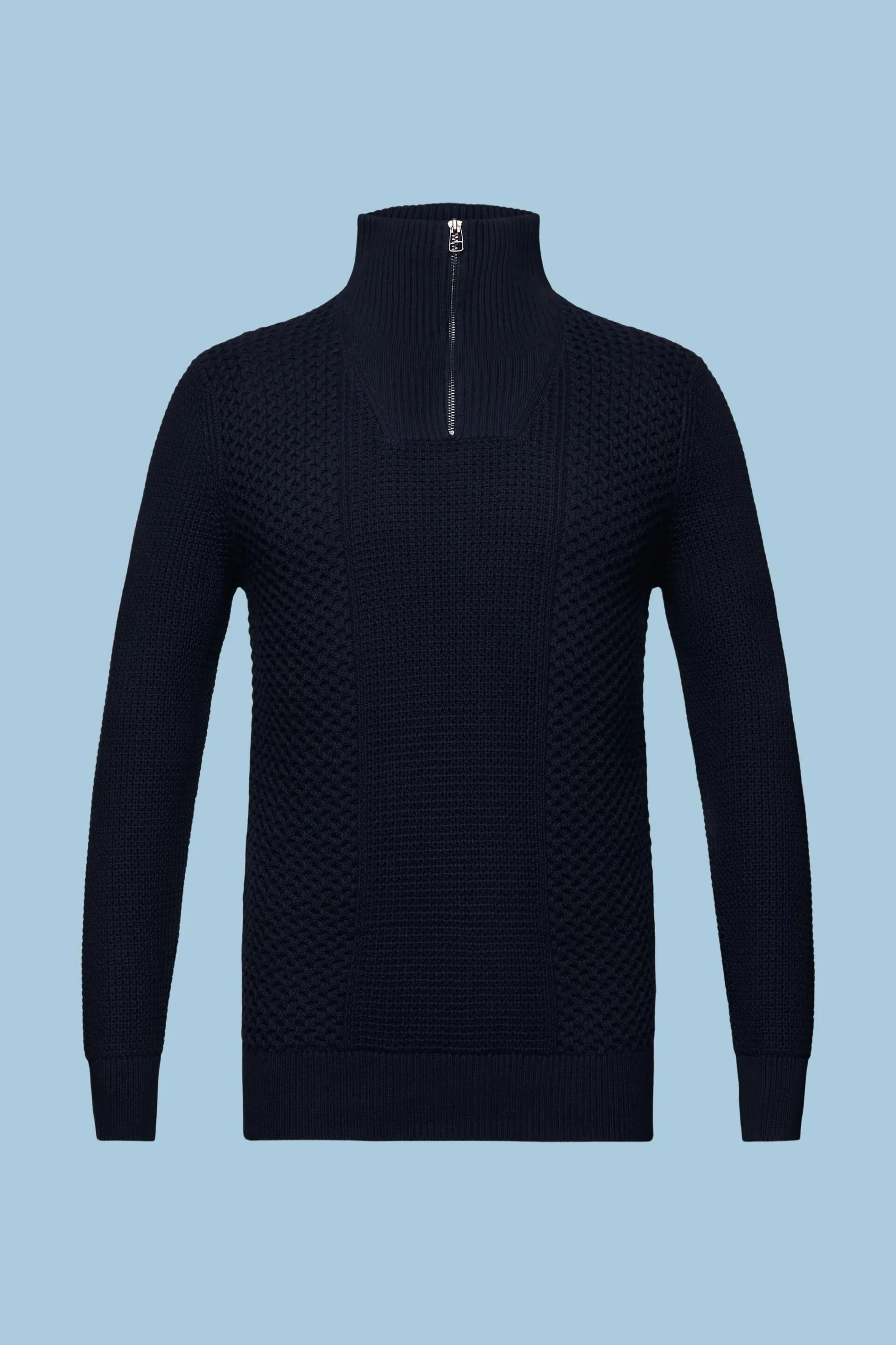 Maglione con mezza zip in maglia intrecciata