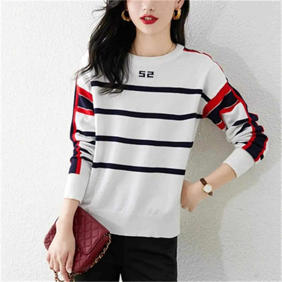 Maglione da donna Autunno Inverno O Collo Maglieria Manica lunga Maglione allentato Pullover Lady Maglione di alta qualità Top l