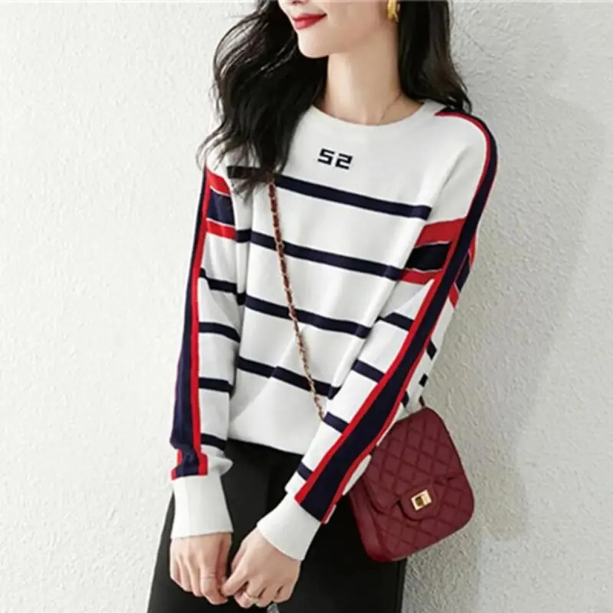 Maglione da donna Autunno Inverno O Collo Maglieria Manica lunga Maglione allentato Pullover Lady Maglione di alta qualità Top l