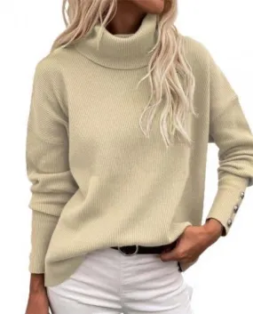 Maglione da donna Pullover invernale Maglione lavorato a maglia Top dolcevita tinta unita