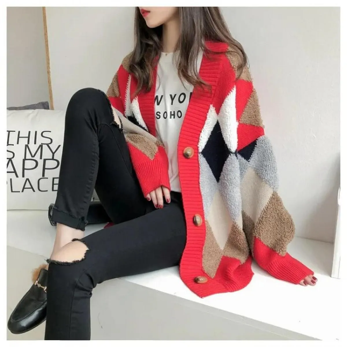 Maglioni da donna 2023 Nuovo maglione cardigan sciolto maglione lavorato a maglia spessa