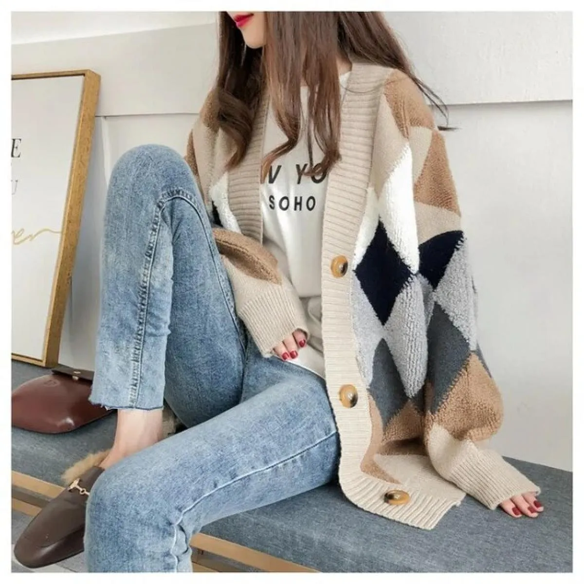 Maglioni da donna 2023 Nuovo maglione cardigan sciolto maglione lavorato a maglia spessa