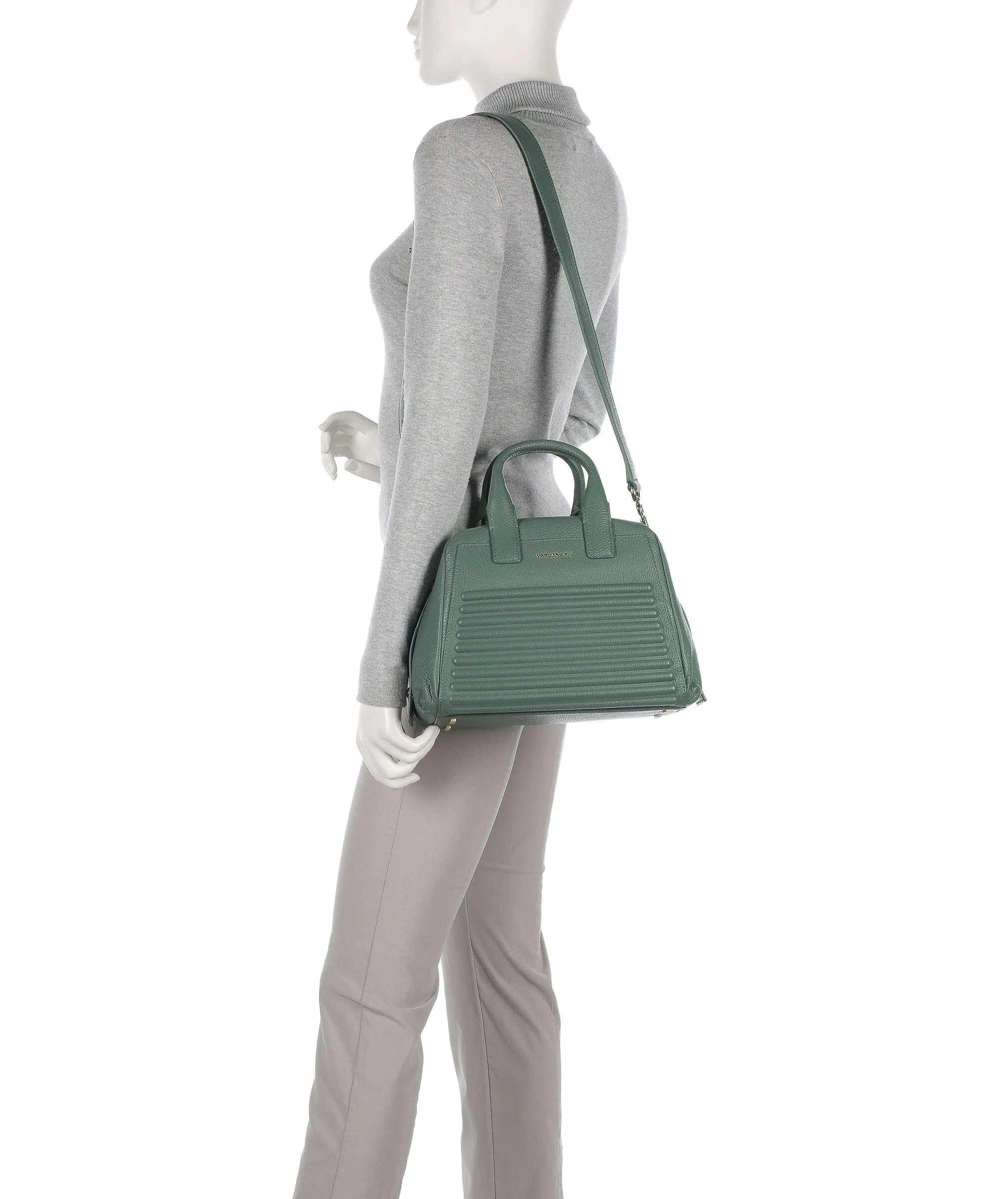  Mandarina Duck I-Con Borsa a mano pelle di vitello grana verde  