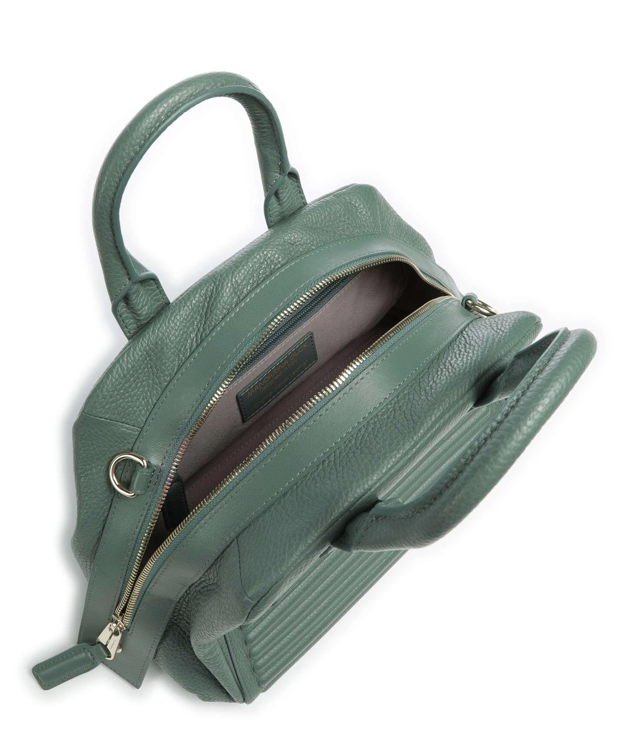  Mandarina Duck I-Con Borsa a mano pelle di vitello grana verde  