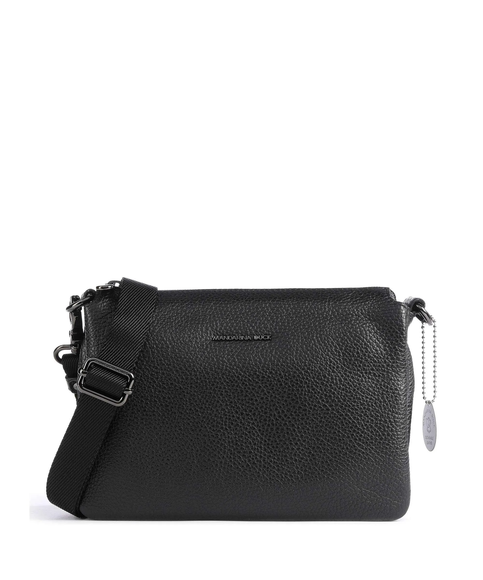  Mandarina Duck Mellow Leather Borsa a tracolla pelle di vitello grana nero  