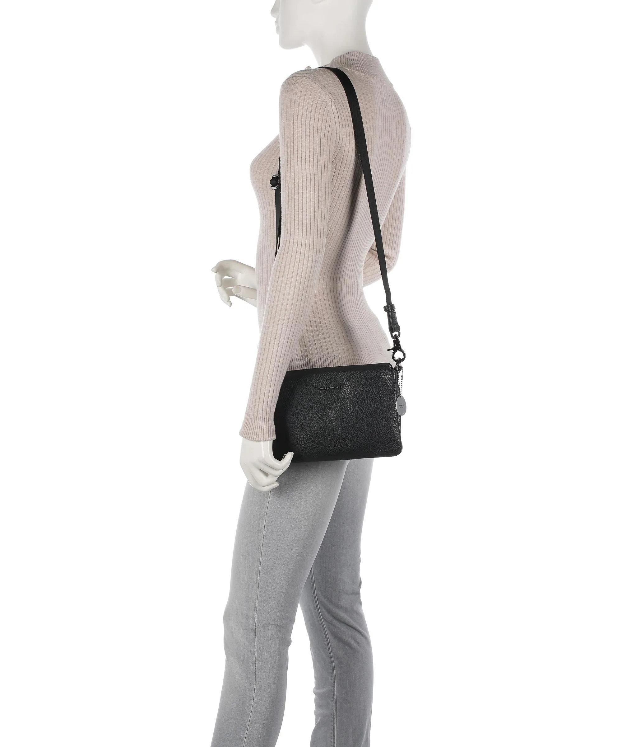  Mandarina Duck Mellow Leather Borsa a tracolla pelle di vitello grana nero  