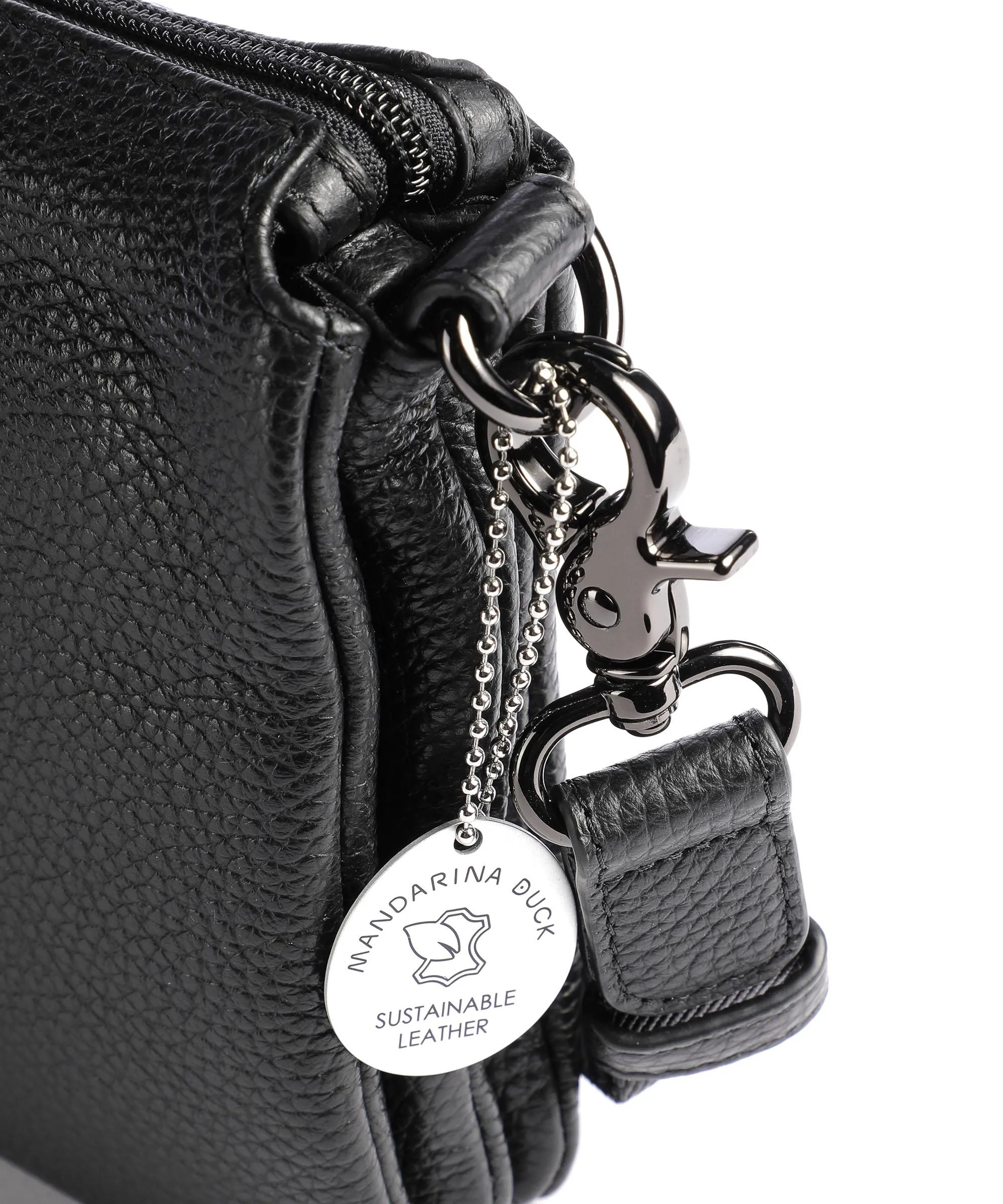  Mandarina Duck Mellow Leather Borsa a tracolla pelle di vitello grana nero  