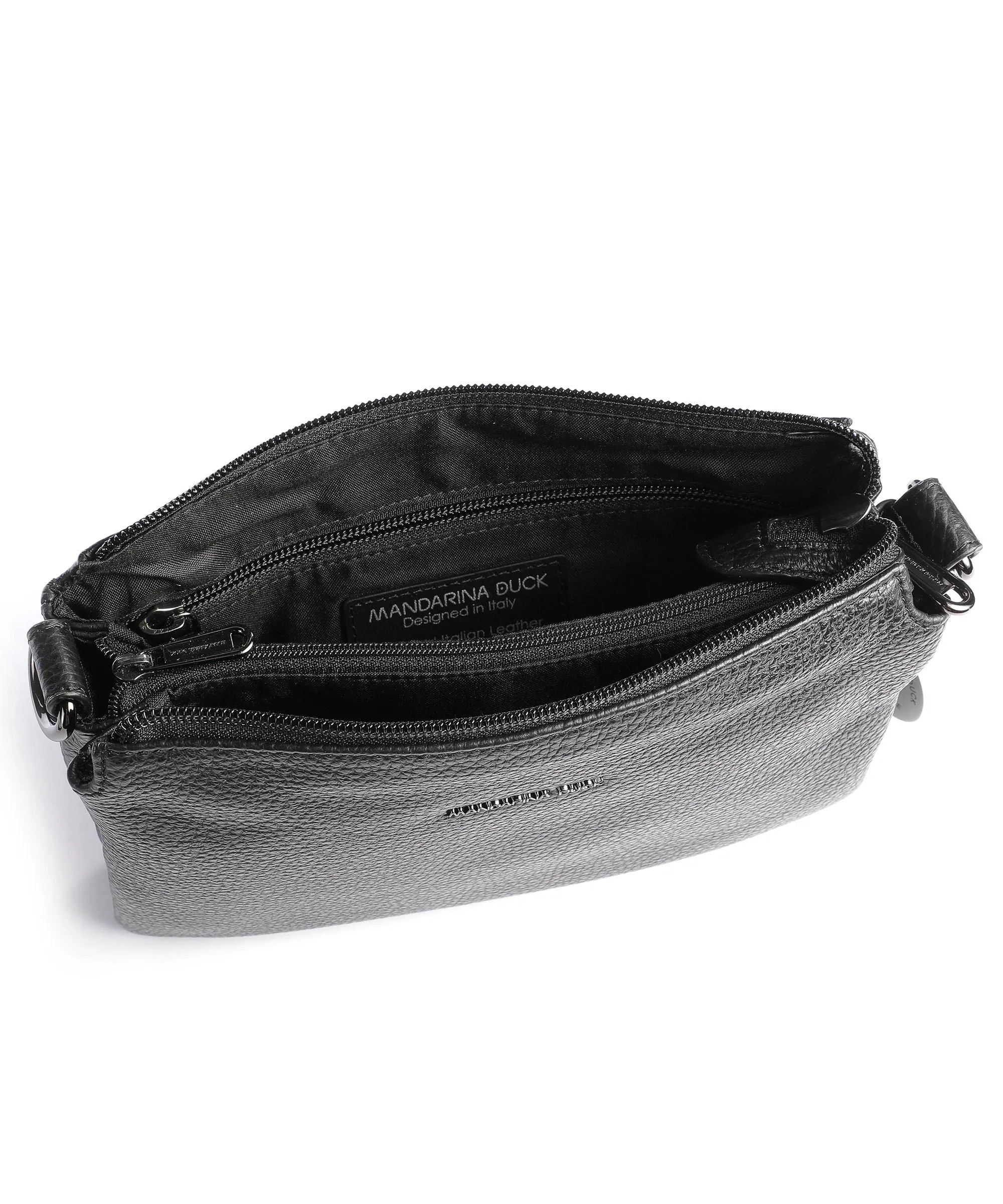  Mandarina Duck Mellow Leather Borsa a tracolla pelle di vitello grana nero  