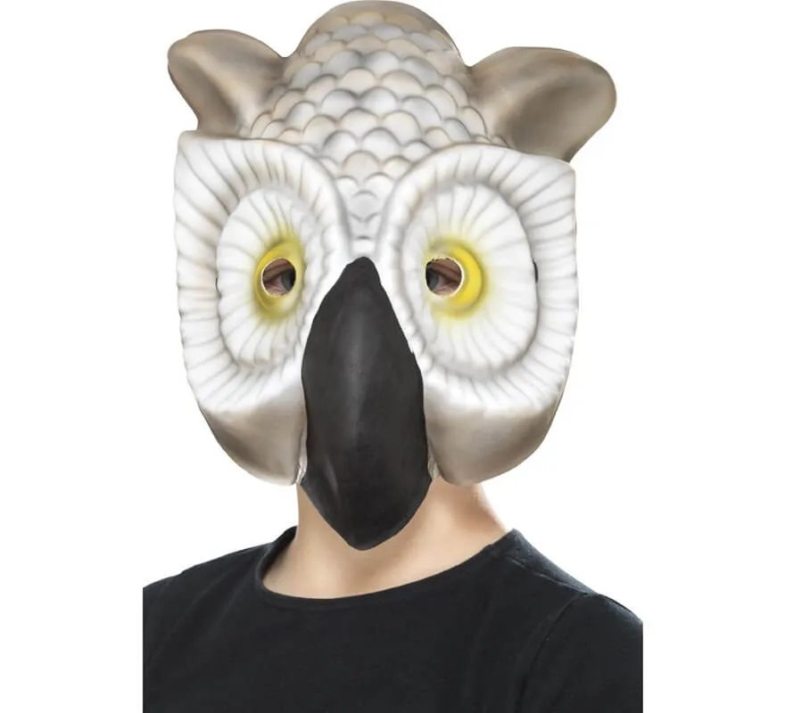 Maschera gufo grigio e bianco per bambini