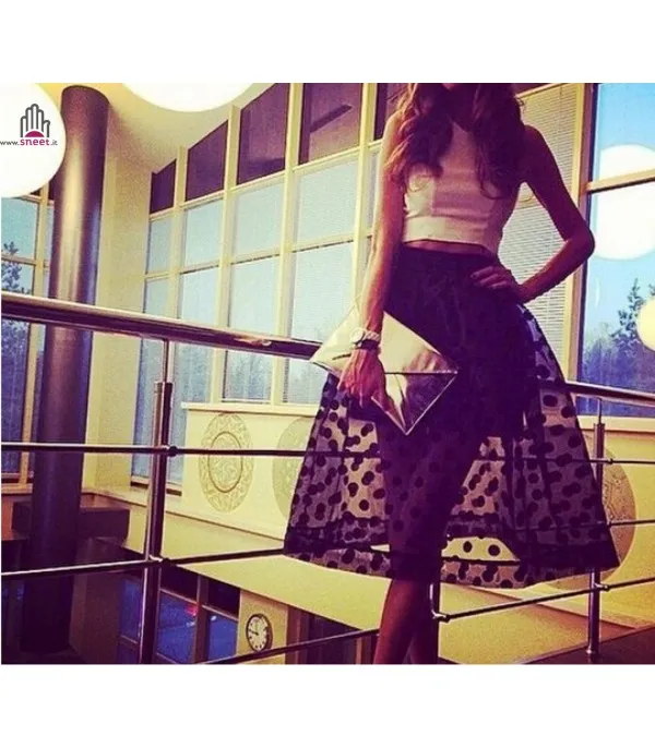 Maxigonna black pois