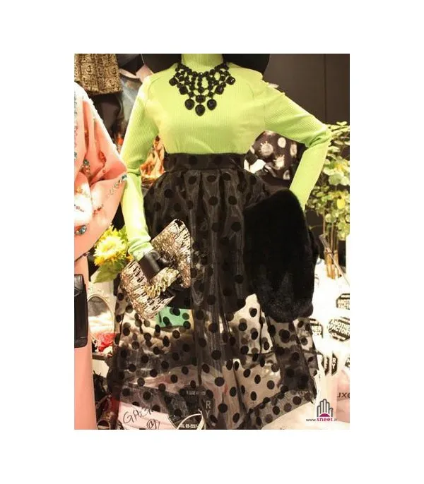 Maxigonna black pois