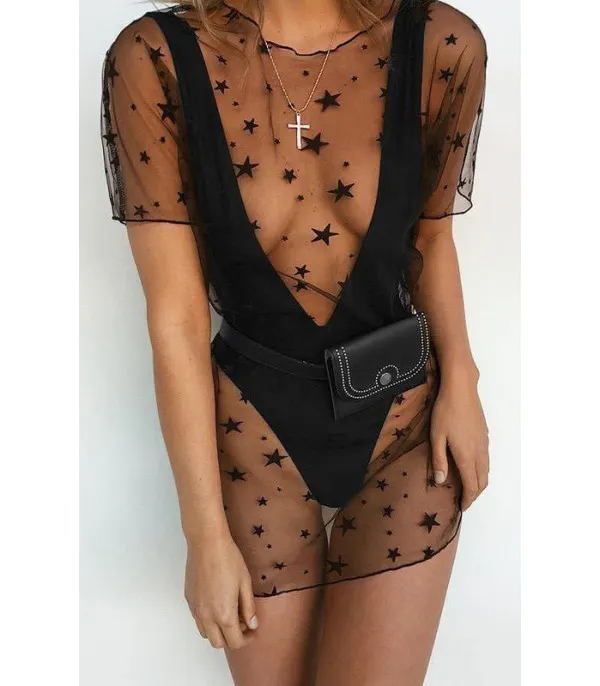 Minidress stelline nere tulle