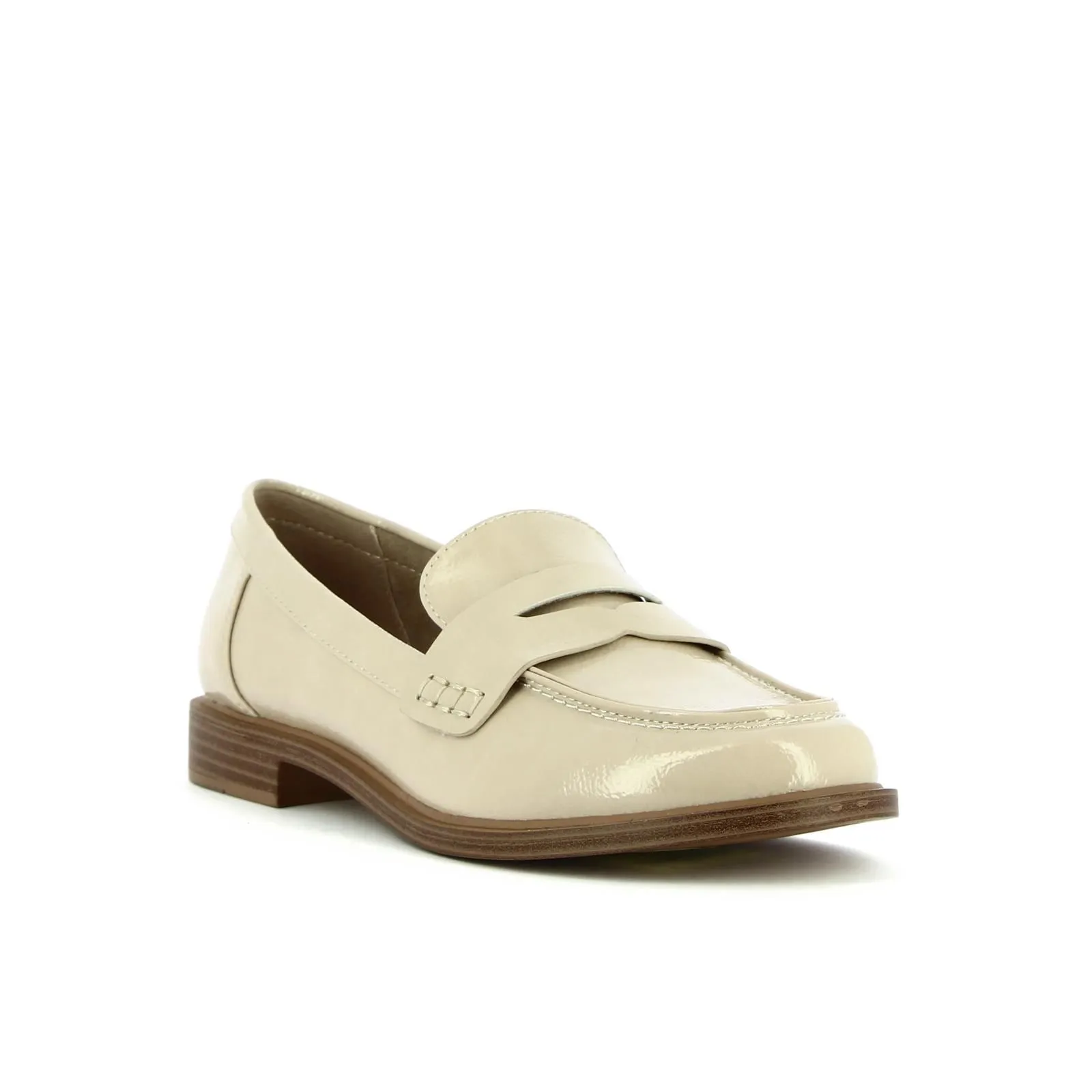 Mocassini casual beige lucidi con fessura a bocca di leone