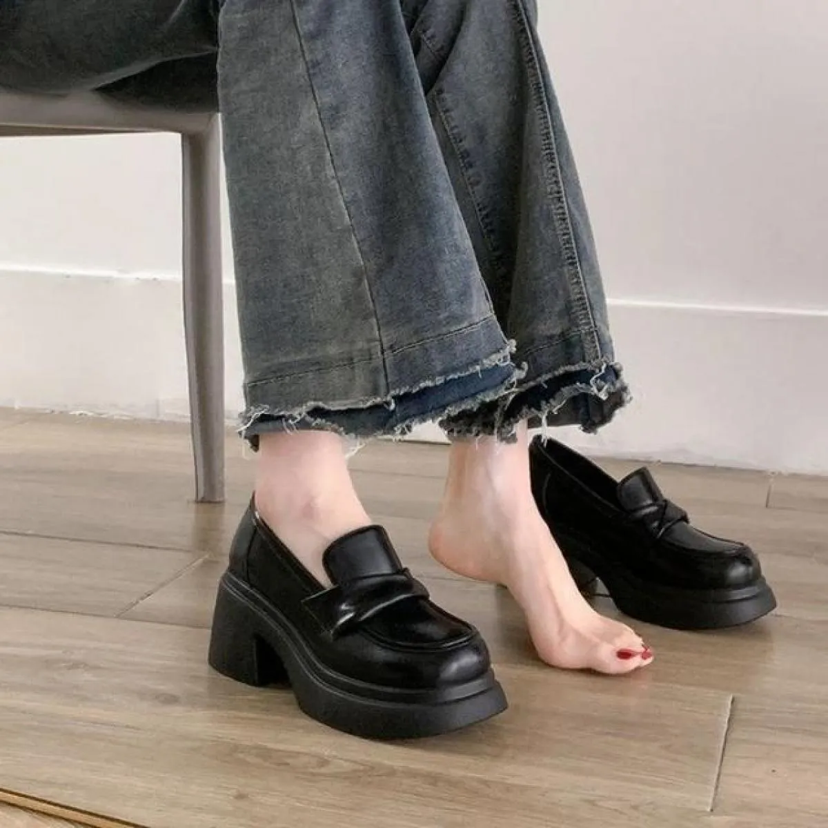 Moda Donna Tacchi alti Lolita Mary Janes Sandali Scarpe casual Chunky Pu Leather antiscivolo Scarpe Oxford 2023 Nuova Primavera