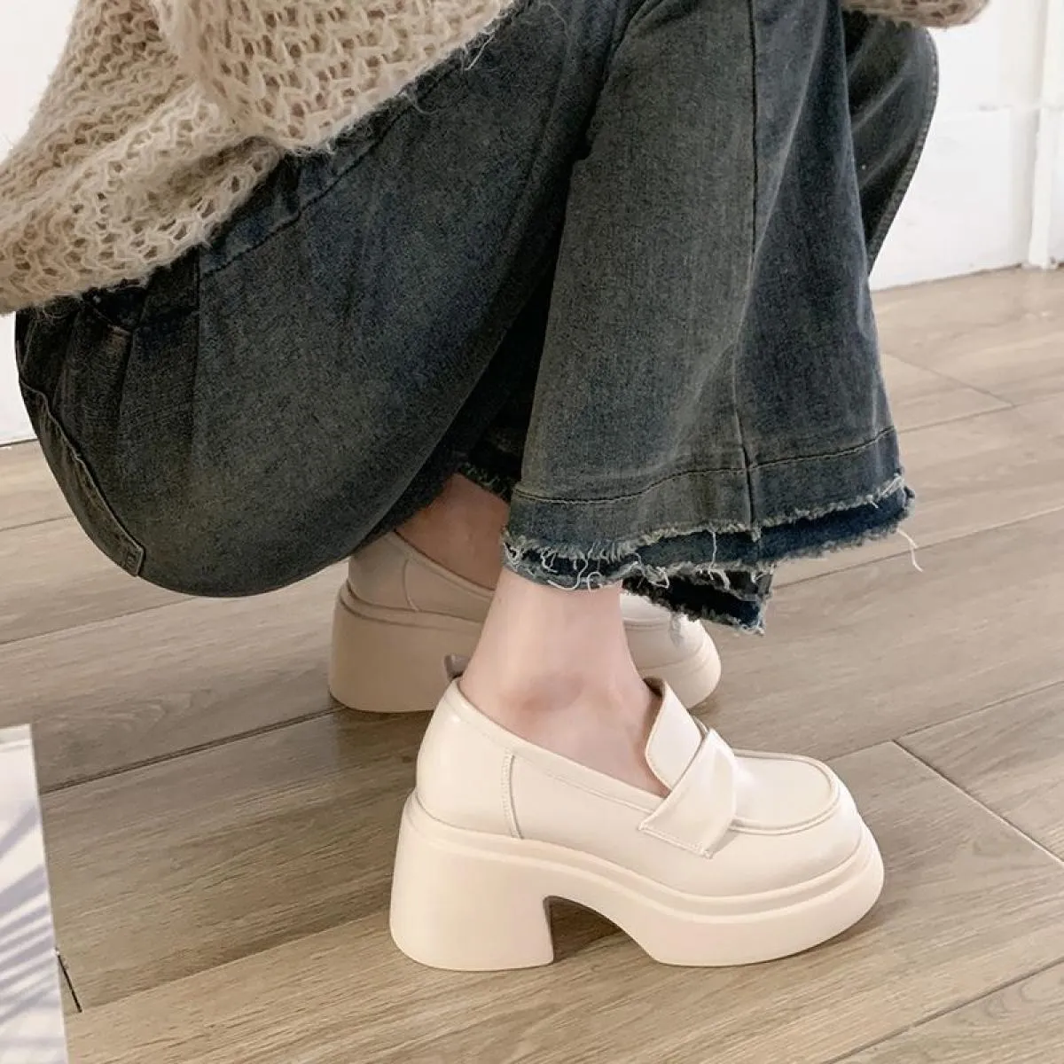 Moda Donna Tacchi alti Lolita Mary Janes Sandali Scarpe casual Chunky Pu Leather antiscivolo Scarpe Oxford 2023 Nuova Primavera