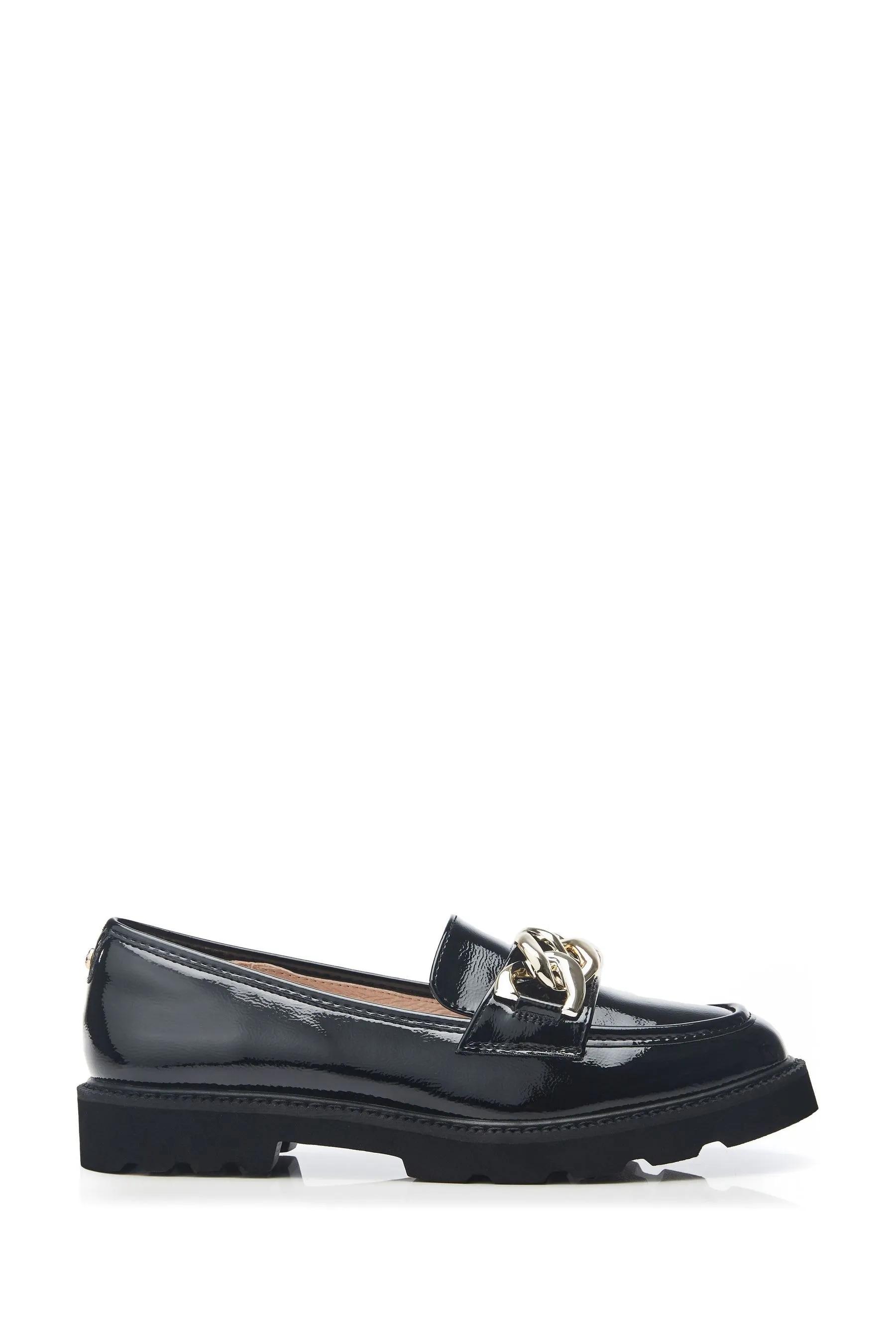 Moda in Pelle Evella - Nero spessa - Mocassini con catena spessa