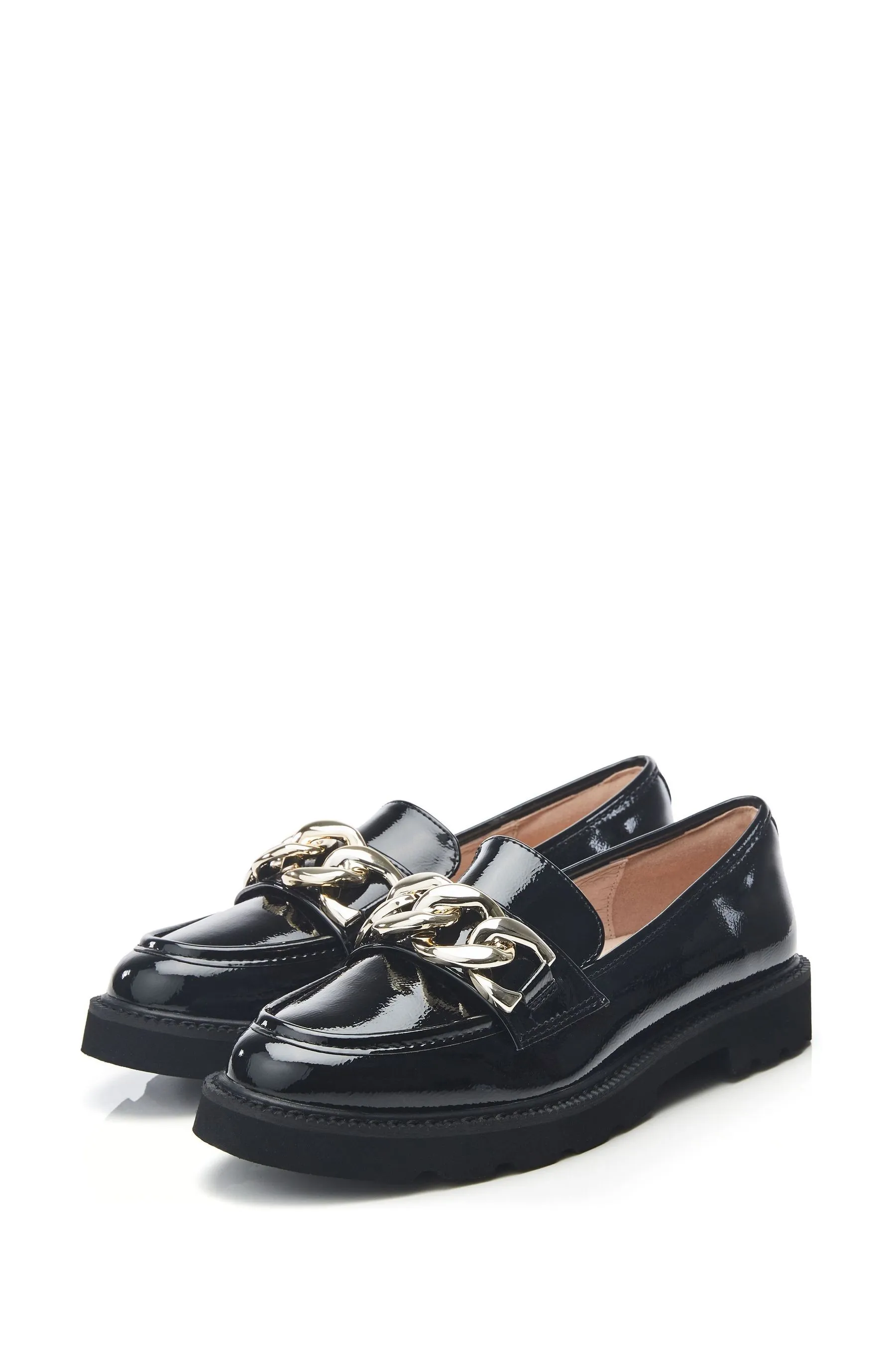 Moda in Pelle Evella - Nero spessa - Mocassini con catena spessa
